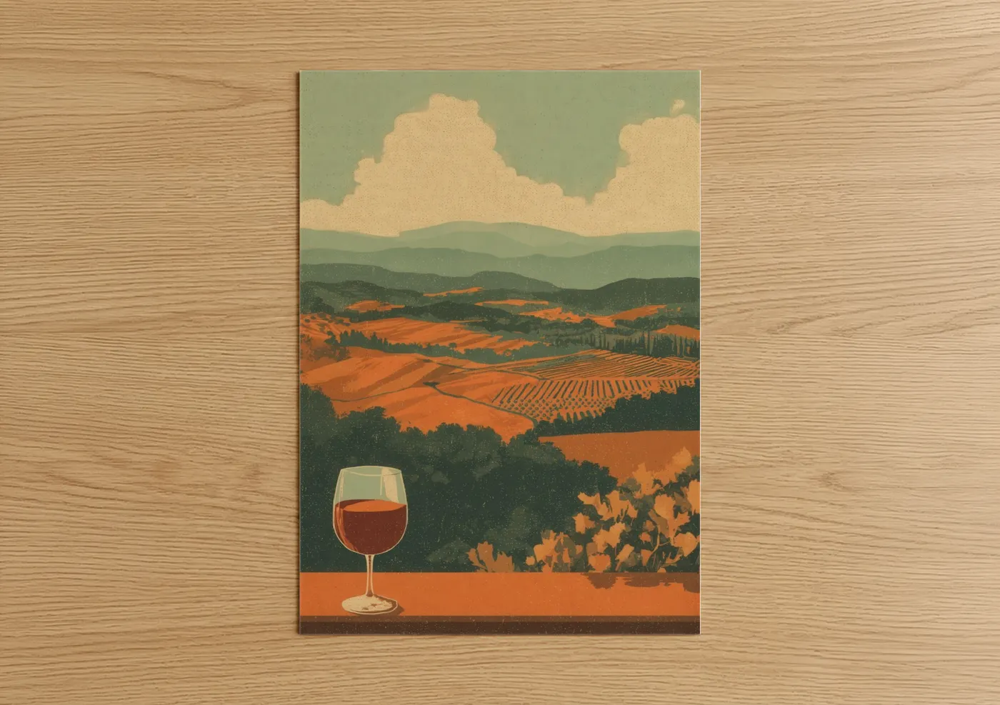 Tuscan Vineyard Red Wine Landscape Wall Art
