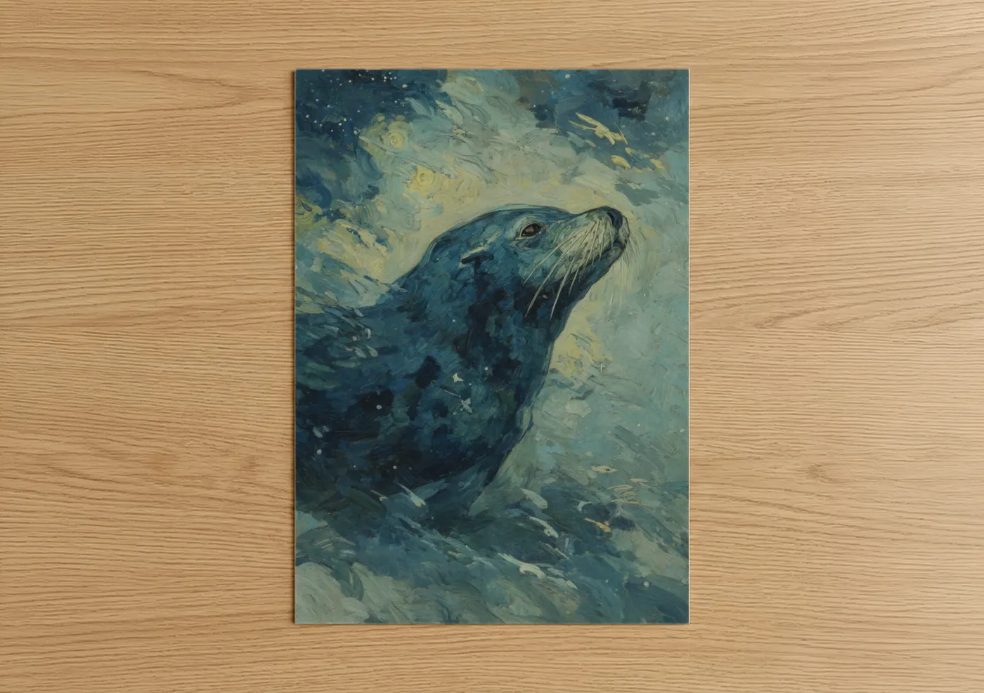 Sea Lion Expressionist Upward Gaze Wall Art