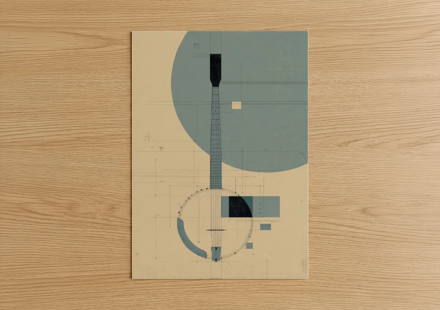Geometric Banjo Art Deco Design Wall Art