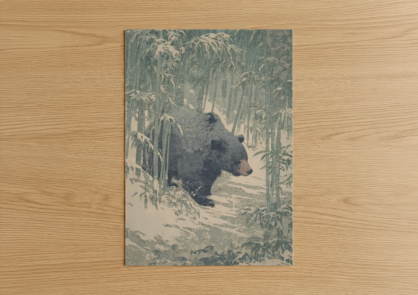 Sloth Bear Winter Snow Forest Wall Art