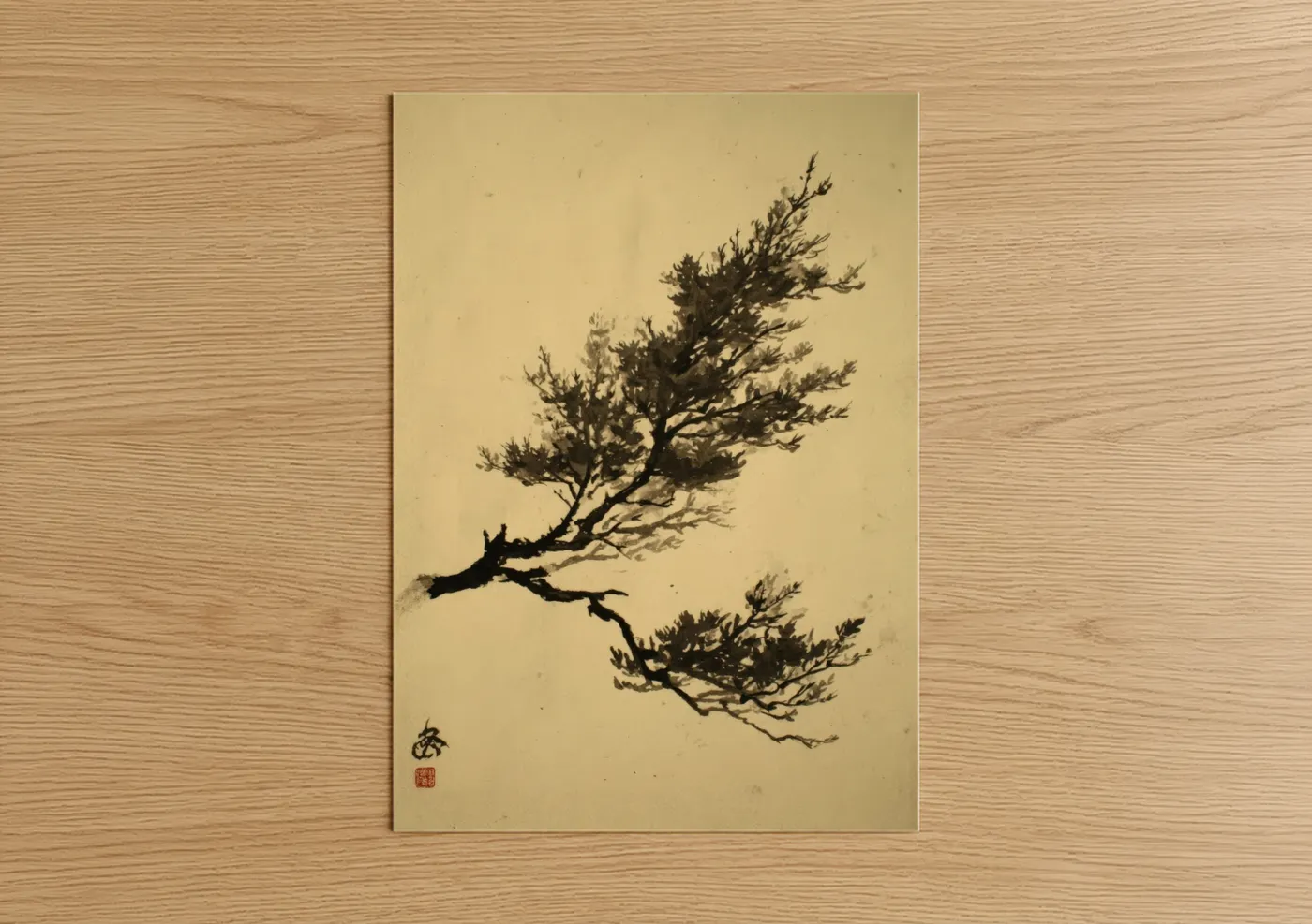 Windswept Cedar Tree Japanese Wall Art