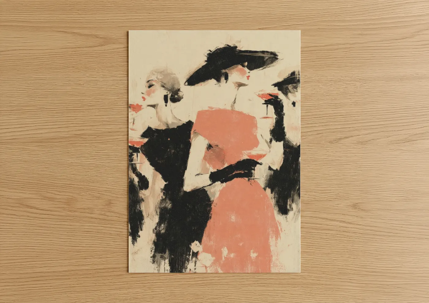 Rose Wine Elegance Mid-Century Modern Wall Art