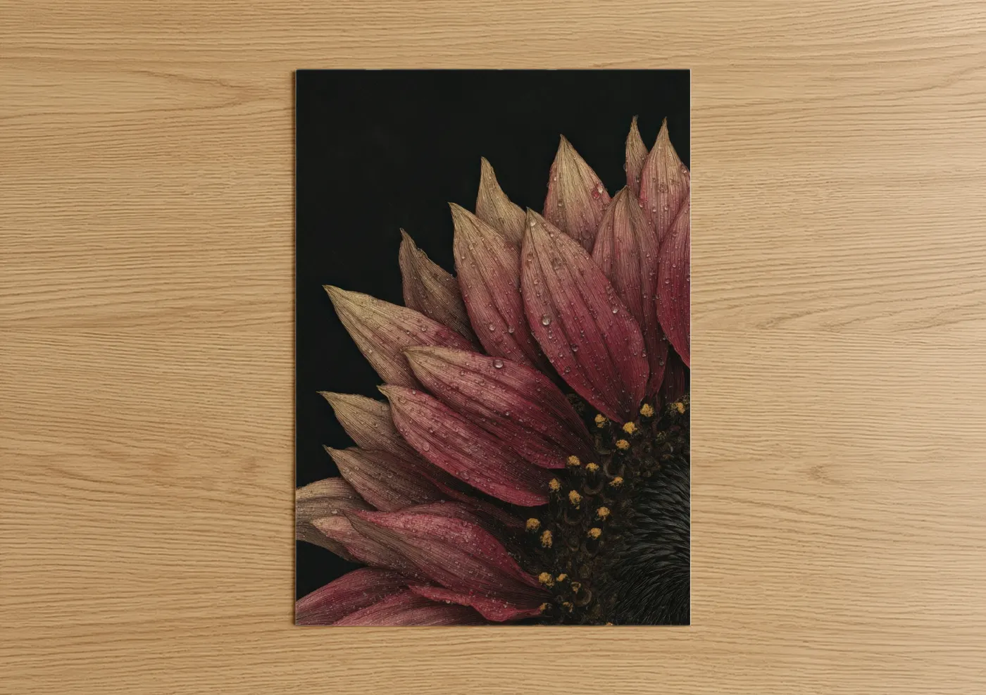 Burgundy Sunflower Dark Botanical Wall Art