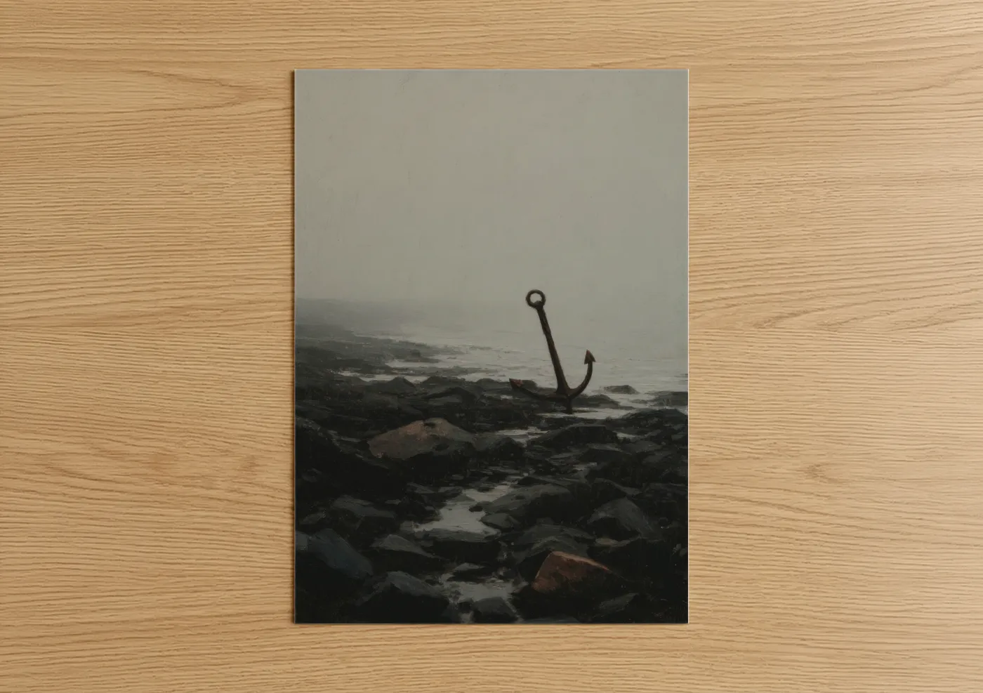 Moody Coastal Anchor Rocky Beach Wall Art