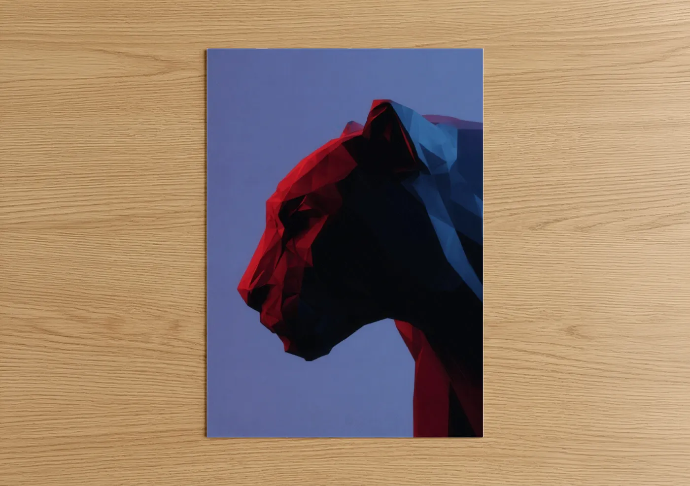 Red Panther Geometric Modern Wall Art