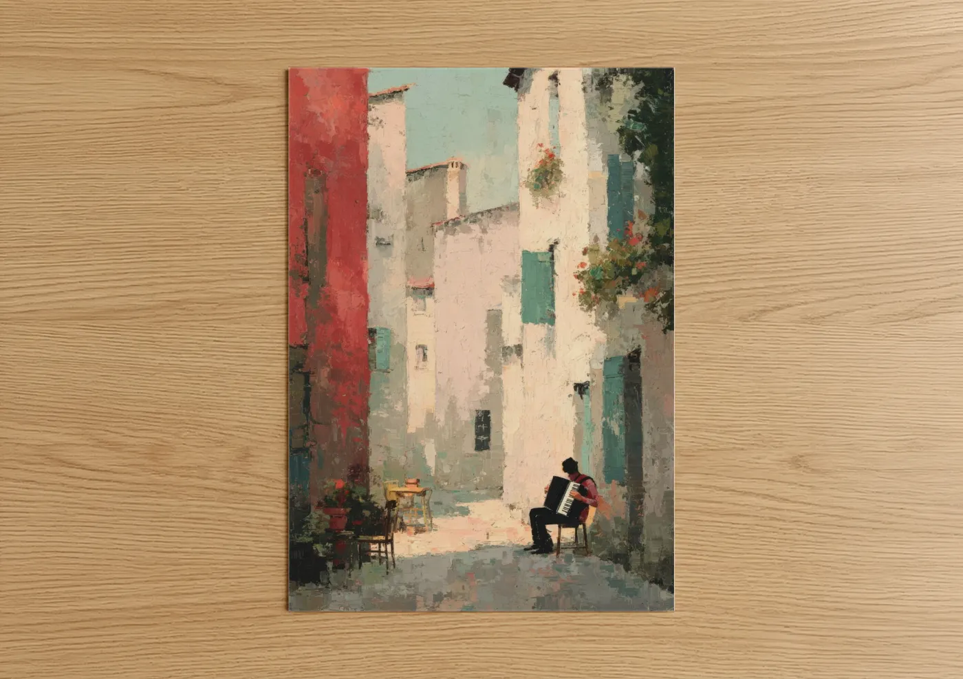 Street Musician in Historic Alley Wall Art