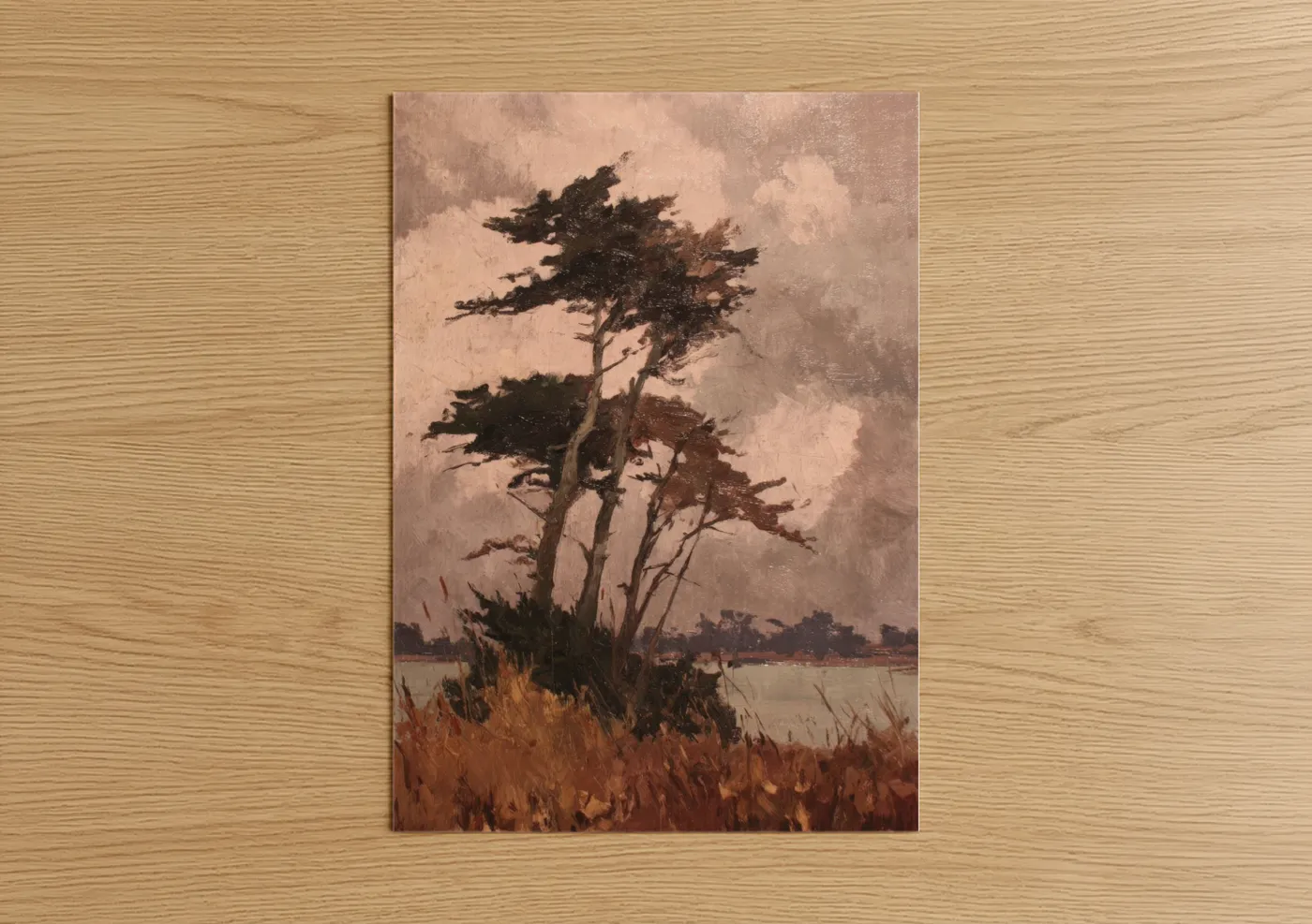 Windswept Cedar Tree Landscape Painting Wall Art