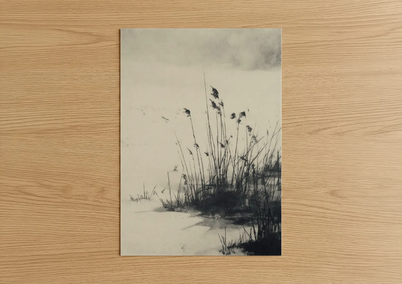 Frosted Reeds Winter Landscape Wall Art