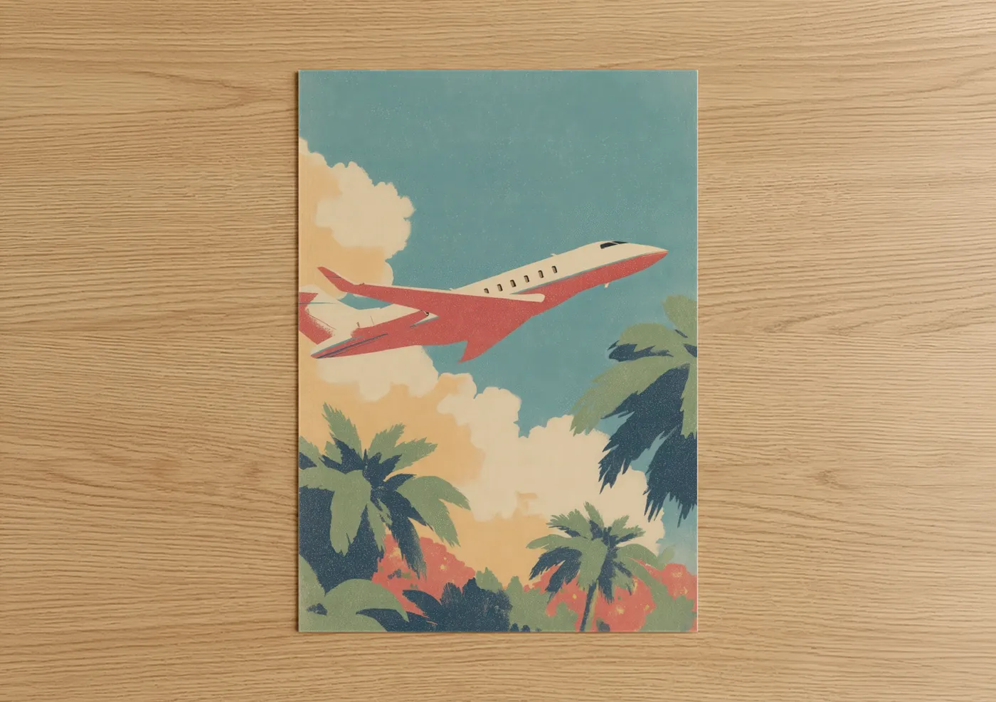 Tropical Private Jet Vintage Travel Wall Art