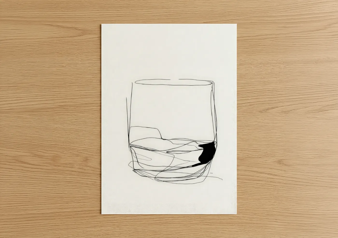 Minimal Whiskey Glass Line Wall Art