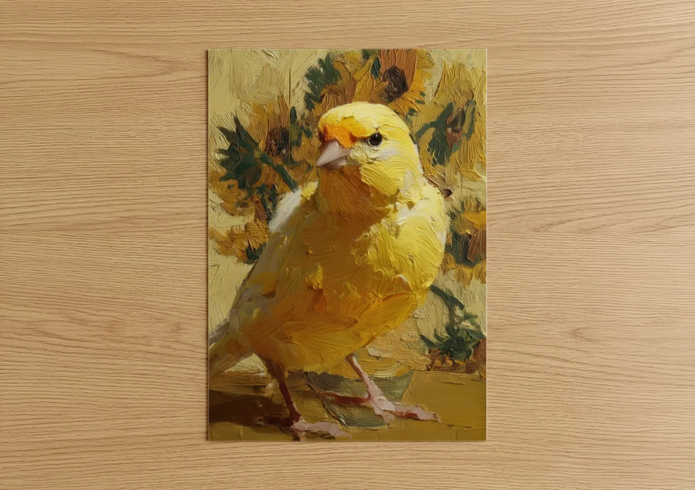 Golden Canary Portrait Oil Painting Wall Art