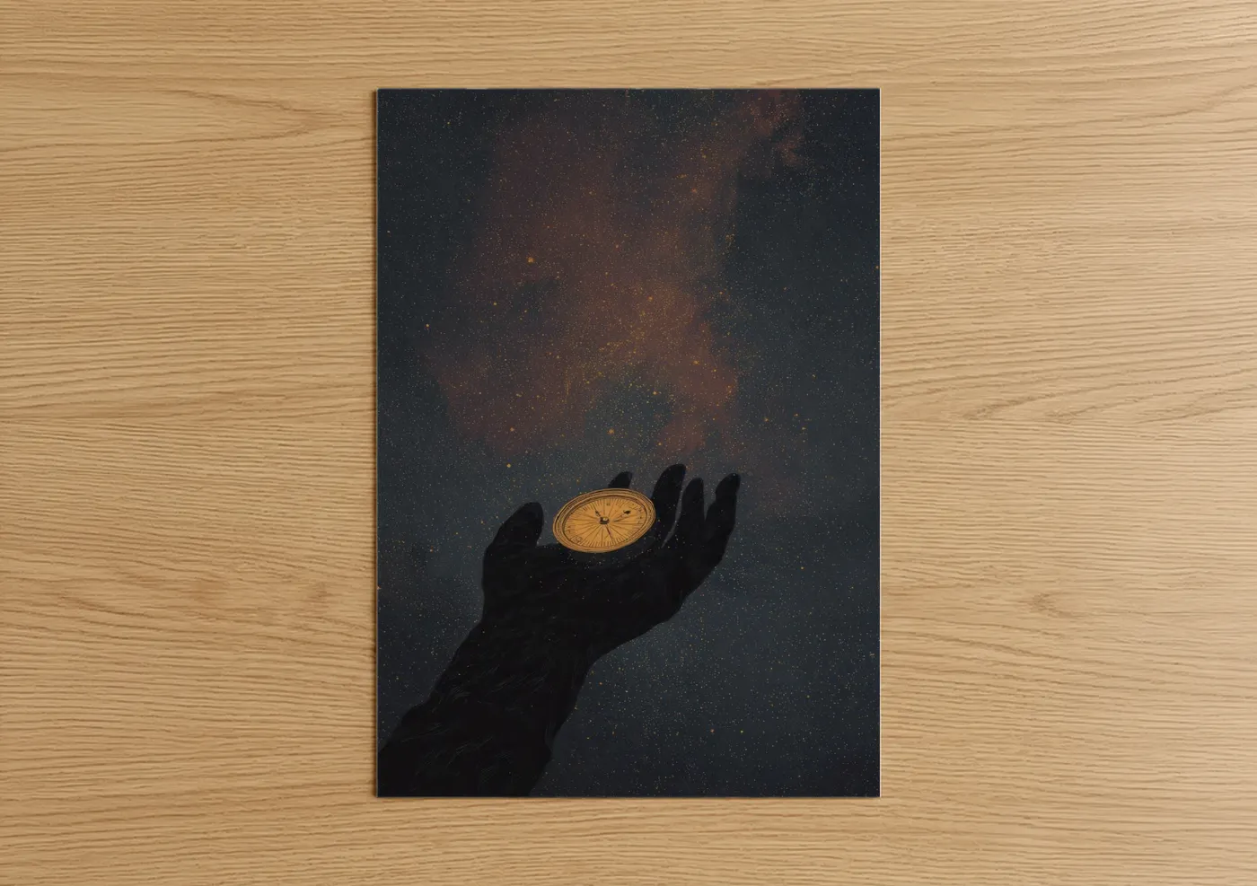 Cosmic Compass Hand Starry Sky Wall Art