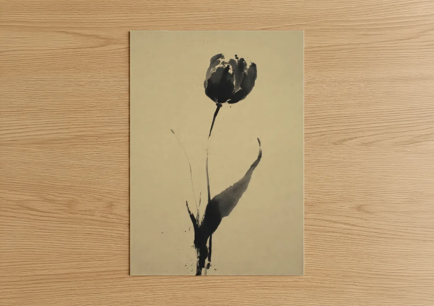 Midnight Tulip Minimalist Botanical Wall Art
