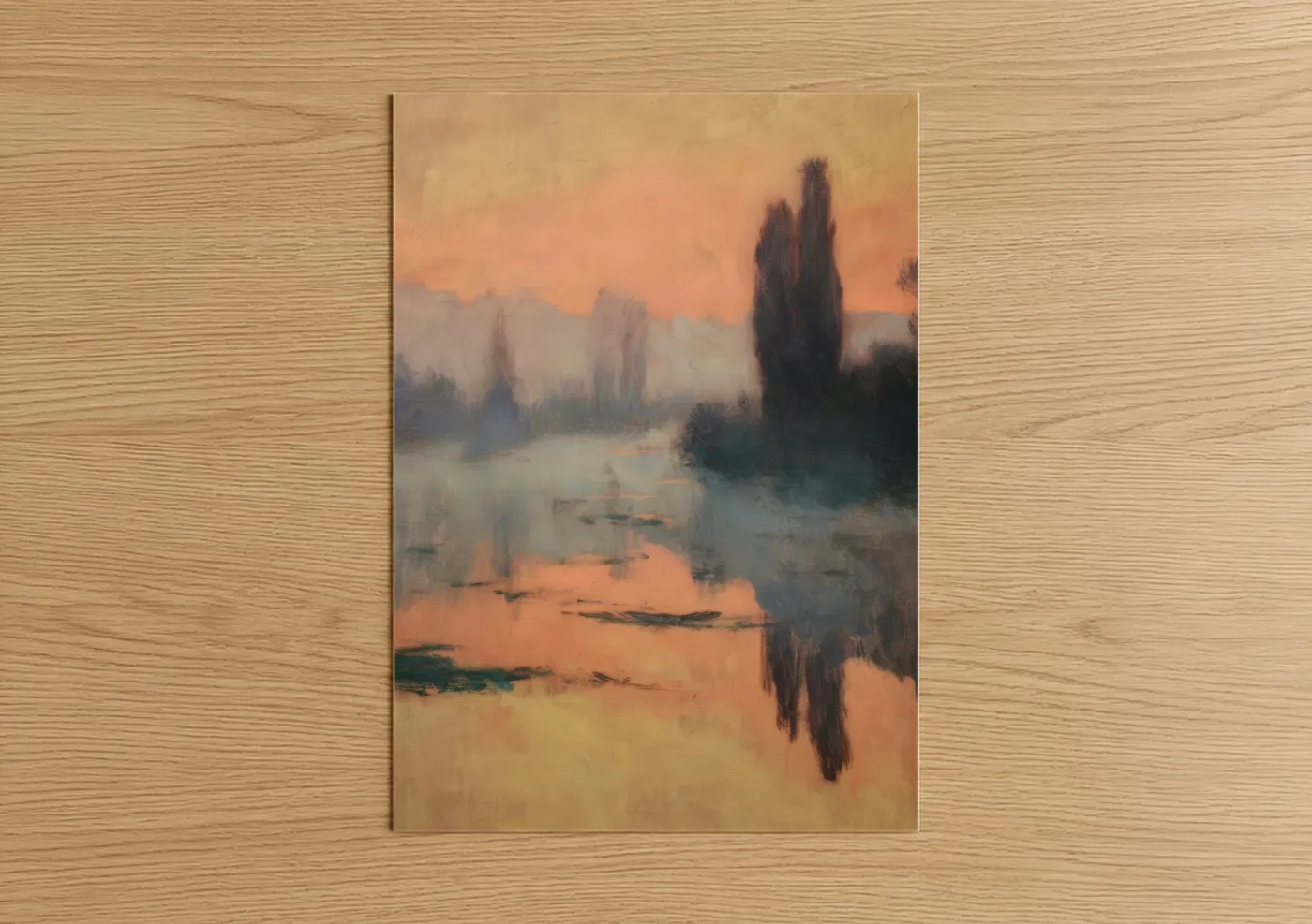 Misty Dawn Reflection Watercolor Wall Art