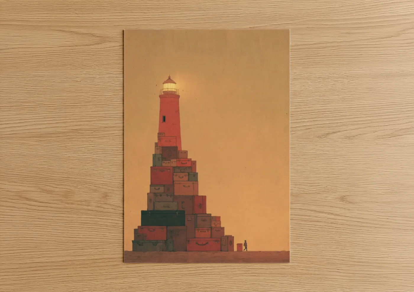 Stacked Lighthouse Vintage Suitcase Wall Art