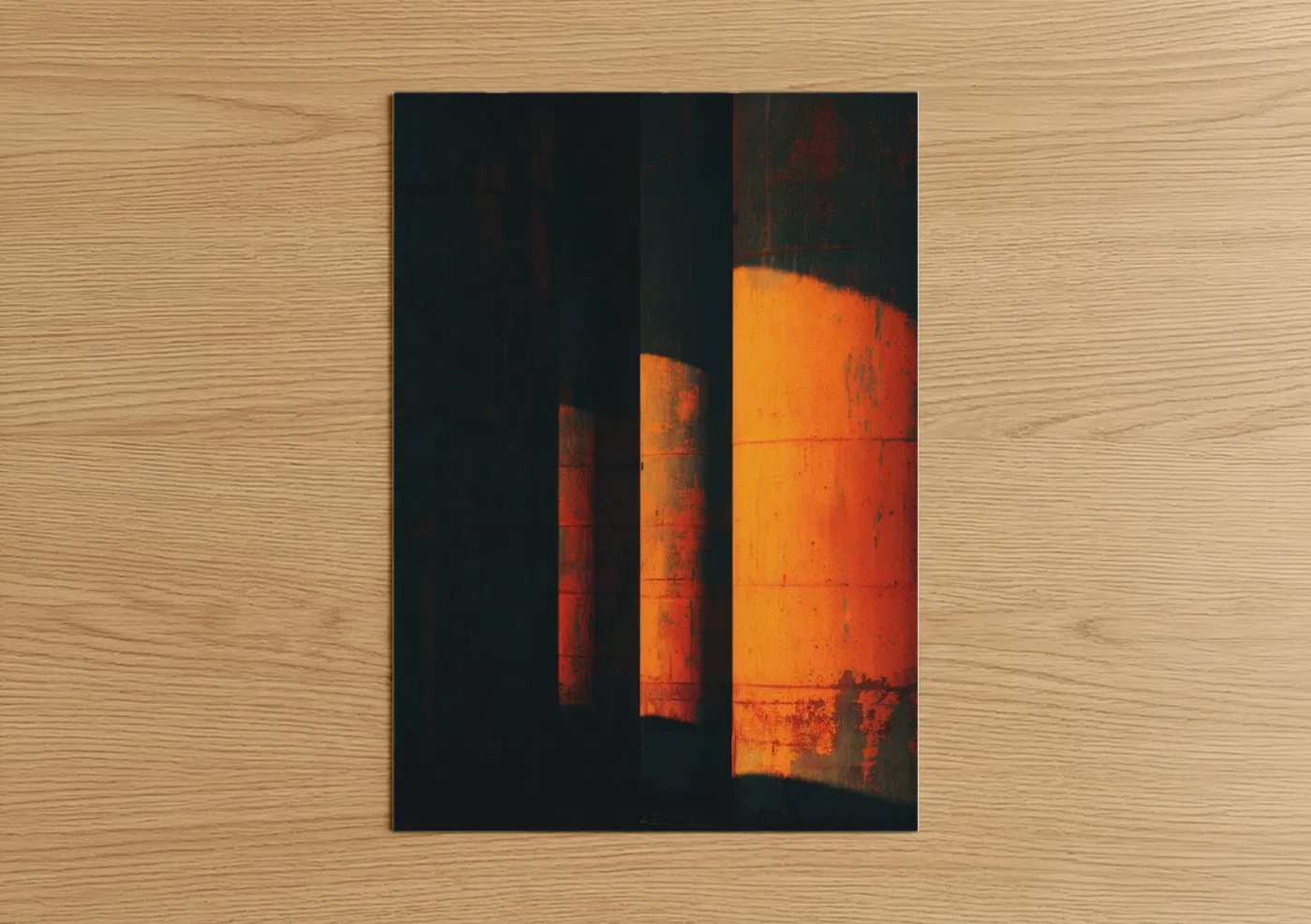 Industrial Columns Warm Light Photography Wall Art