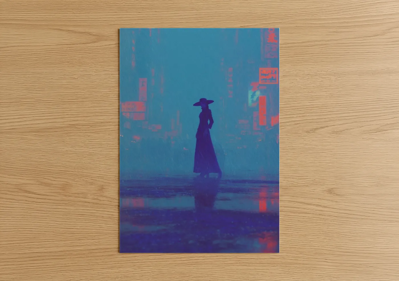 Neon Sorceress Cyberpunk Magic Wall Art