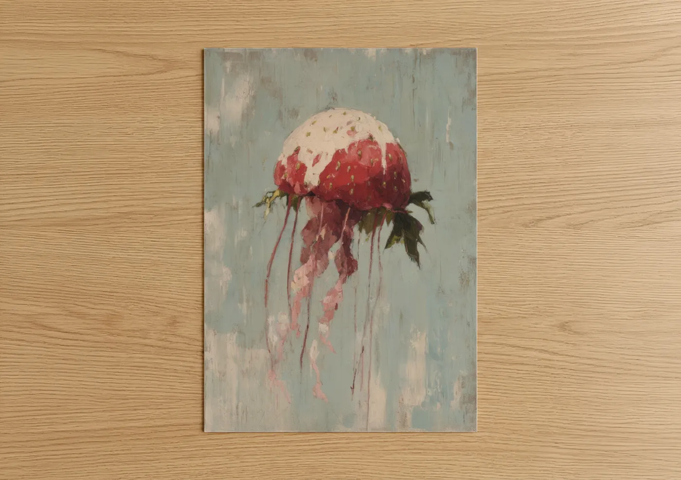 Crimson Jellyfish Watercolor Sea Wall Art