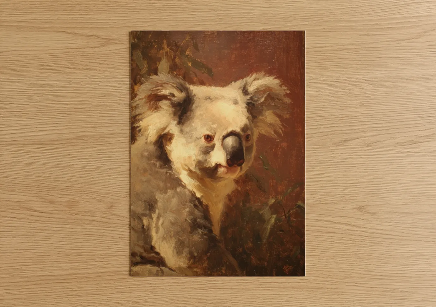 Cream Koala Portrait Classic Oil Painting Wall Art