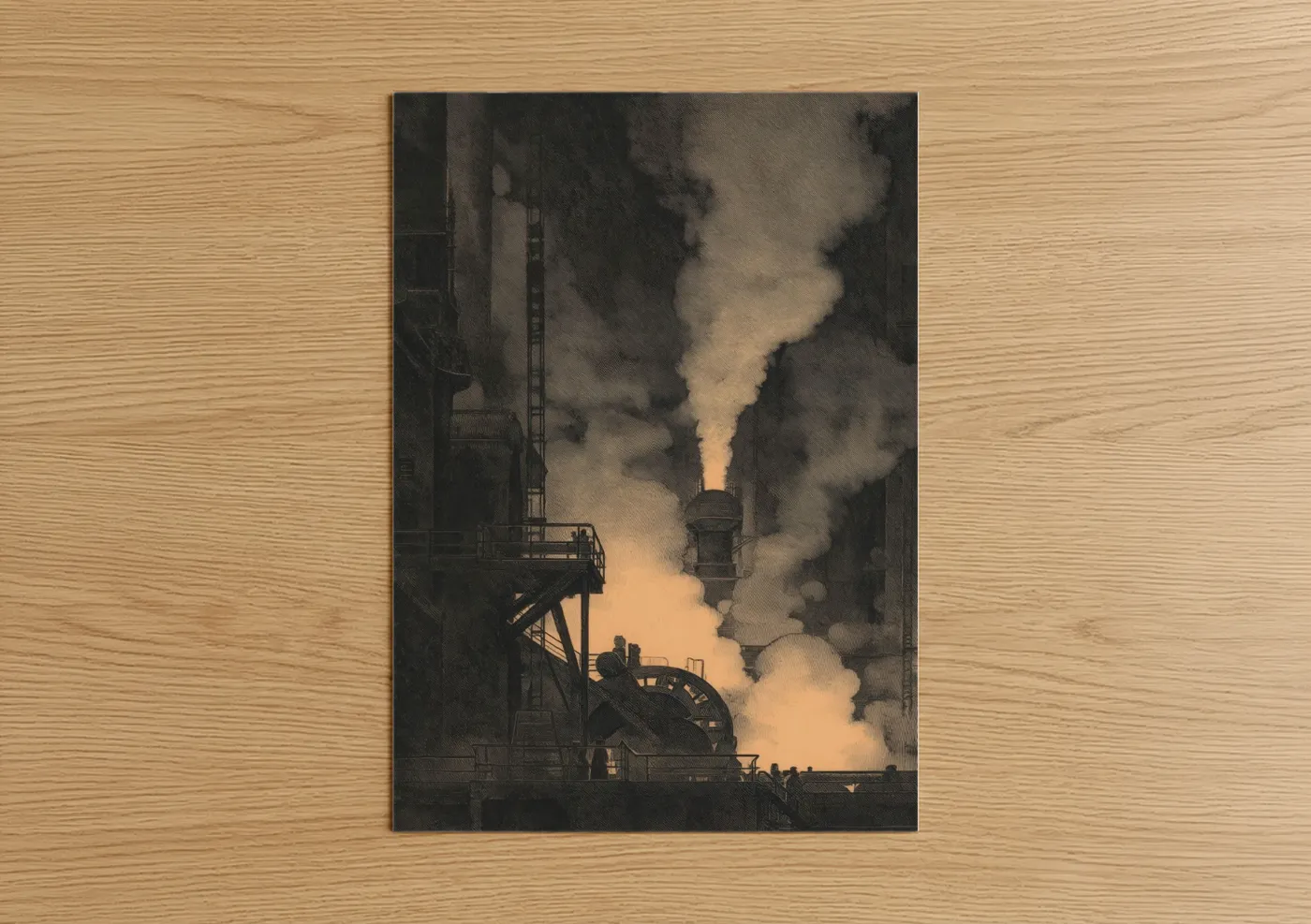 Industrial Factory Smokestacks Vintage Wall Art
