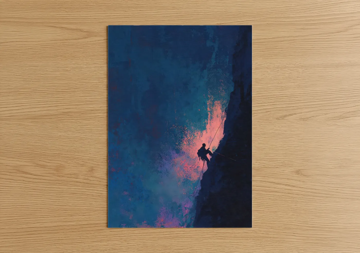 Neon Rock Climber Abstract Wall Art