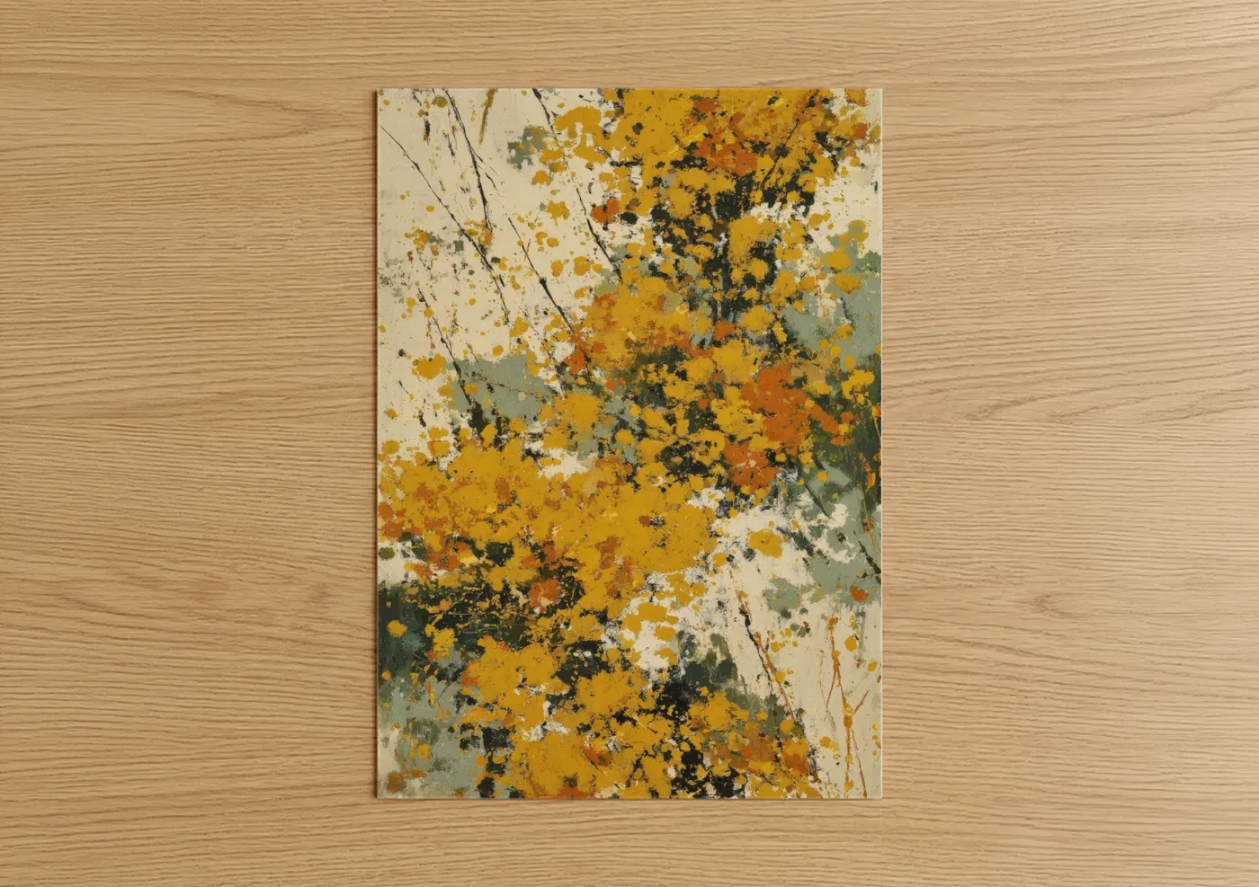 Golden Grain Texture Abstract Wall Art