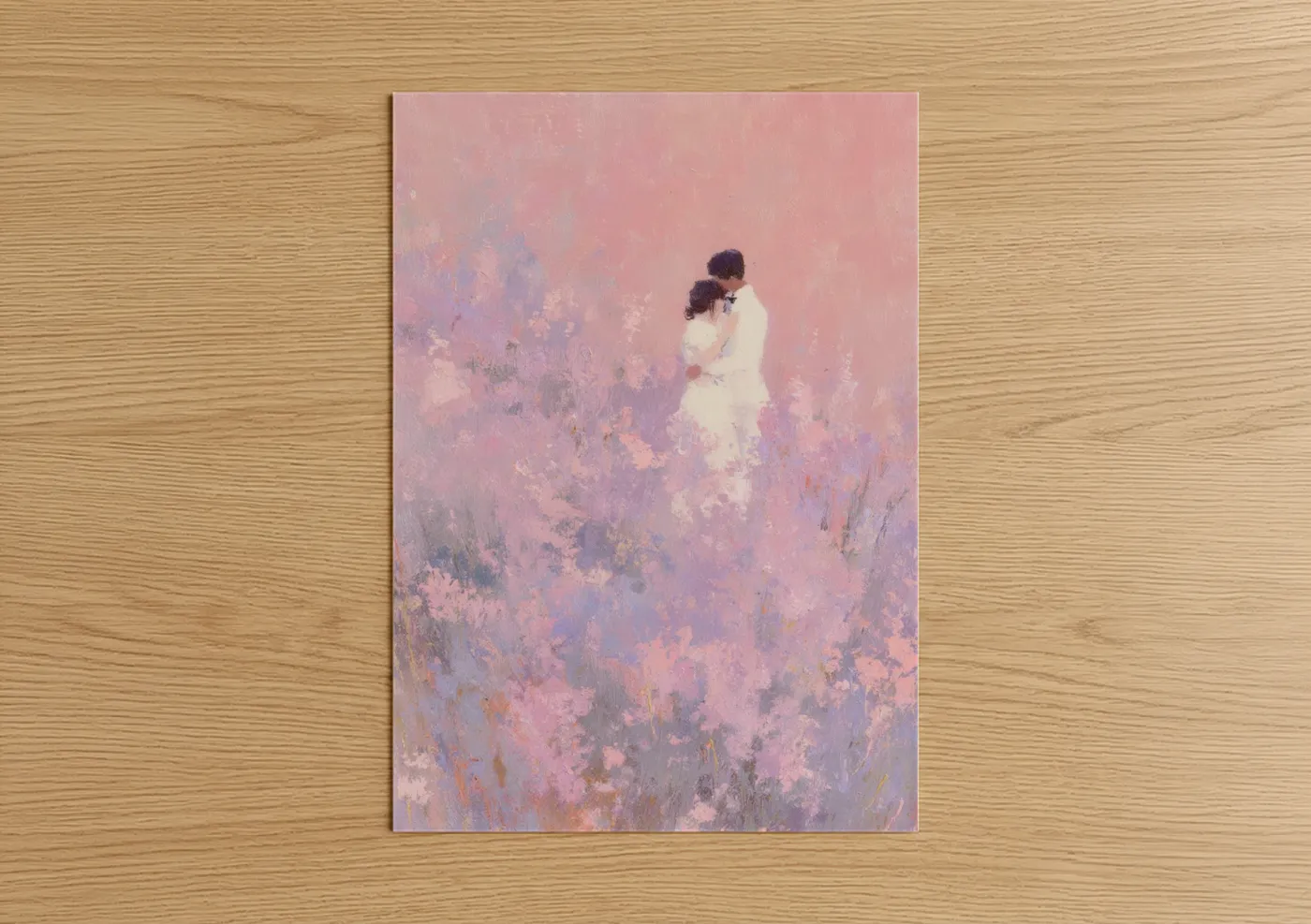 Romantic Couple Lavender Field Wedding Wall Art