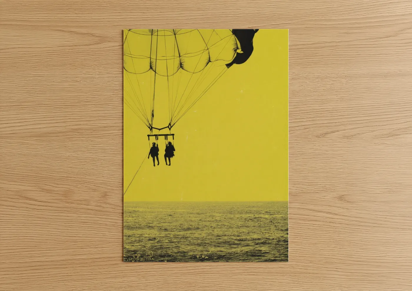 Parasailing Couple Yellow Sky Ocean Wall Art