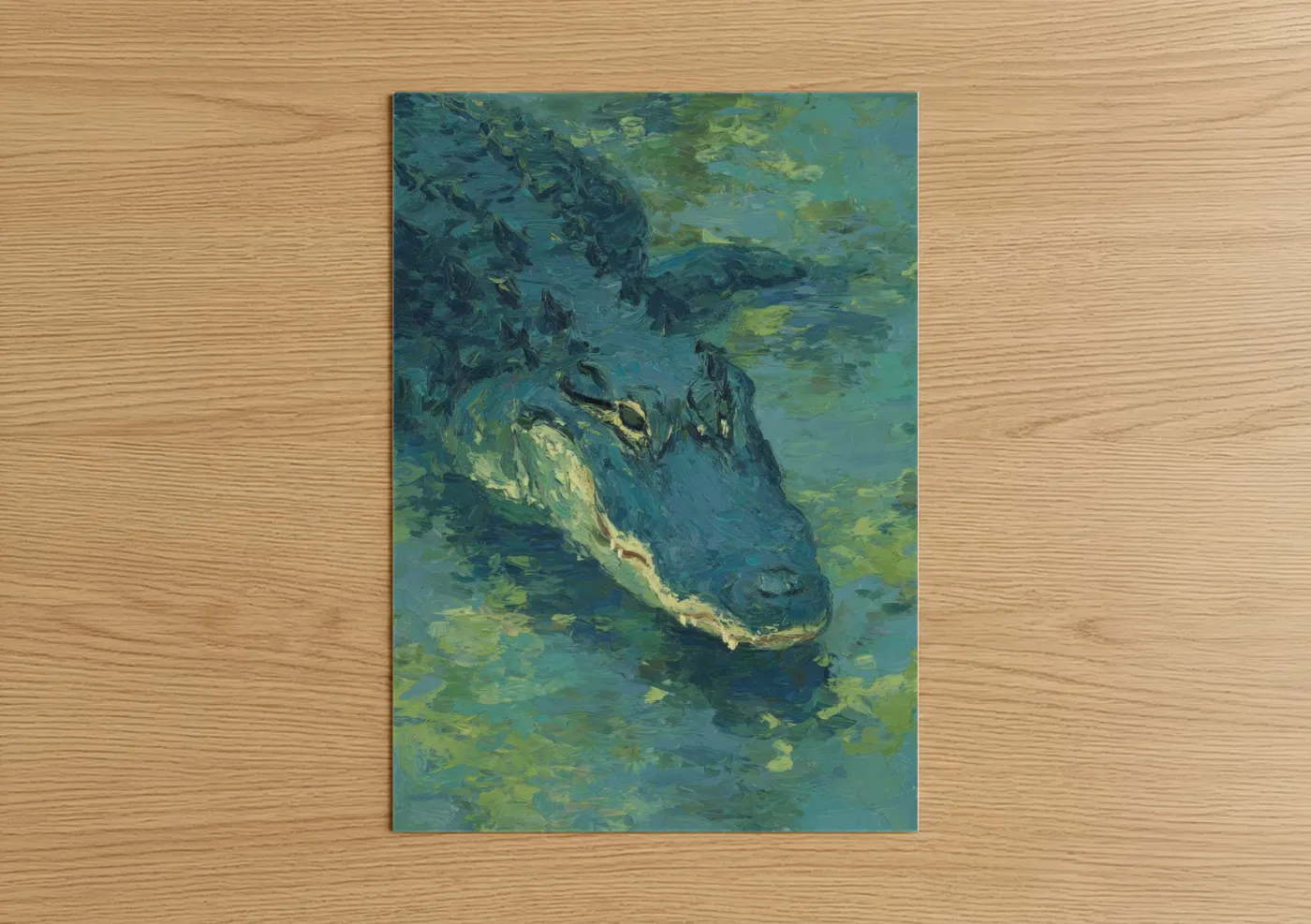 Swamp Alligator Impressionist Oil Wall Art