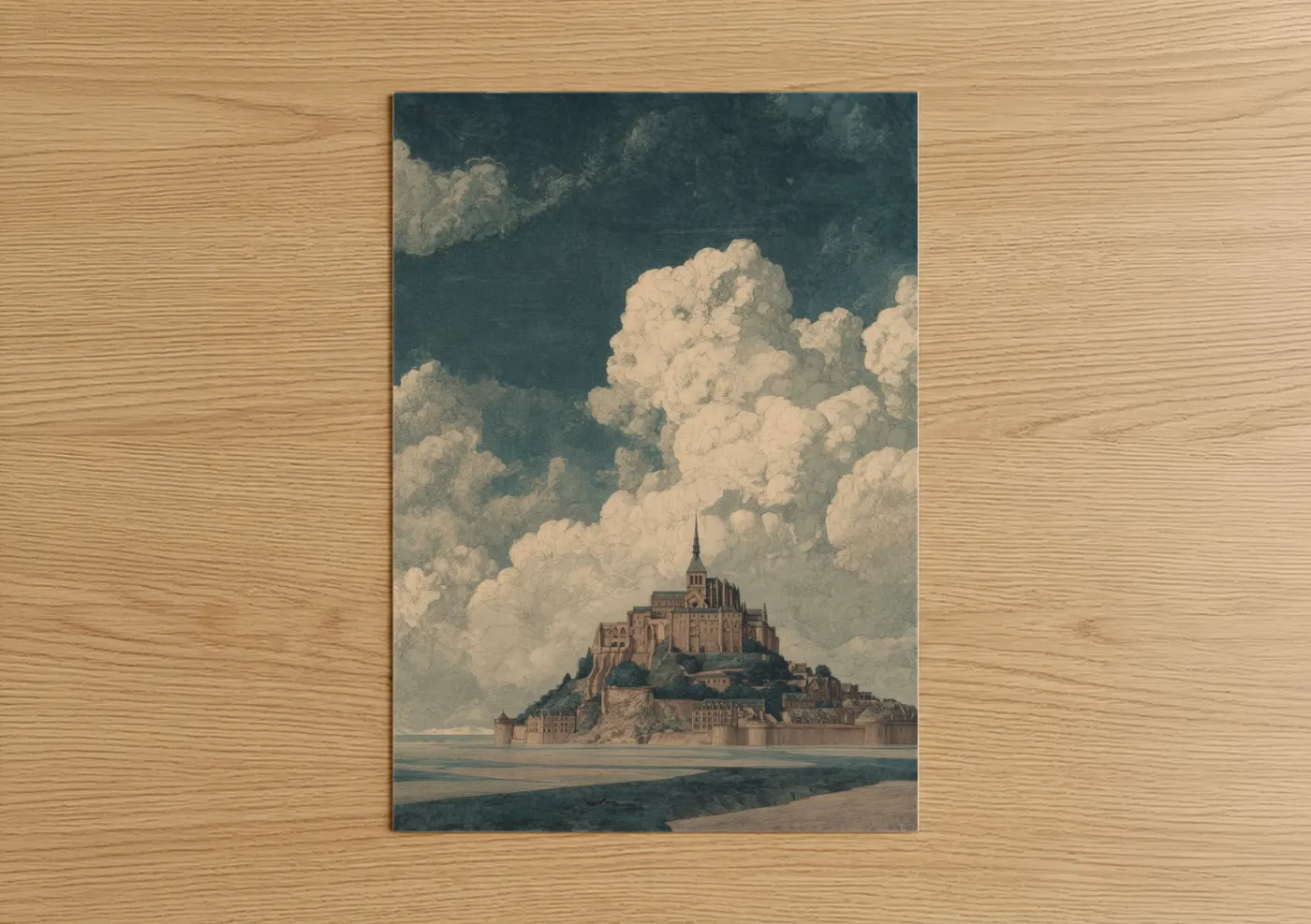 Mont Saint-Michel Vintage Illustration Art Wall Art
