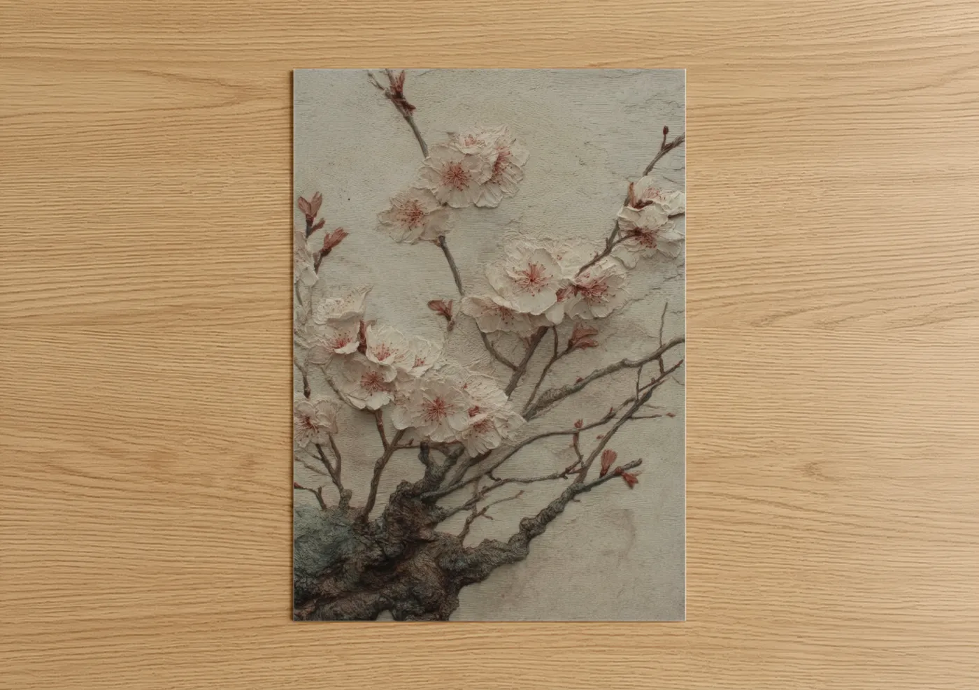 Cherry Blossom Woodcarving Relief Art Wall Art