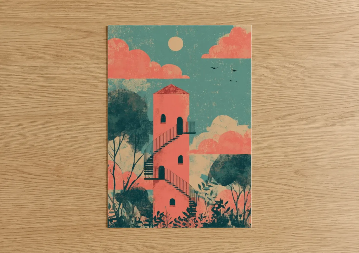 Coral Tower Sanctuary Illustration Wall Art