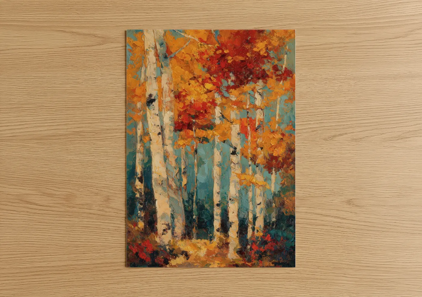 Autumn Aspen Forest Oil Painting Wall Art