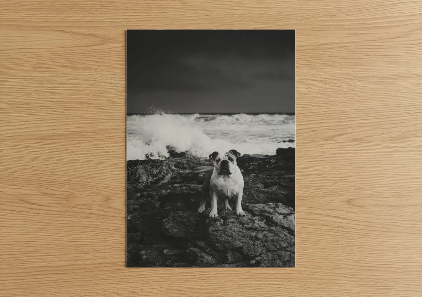 Bulldog Beach Waves Black White Wall Art