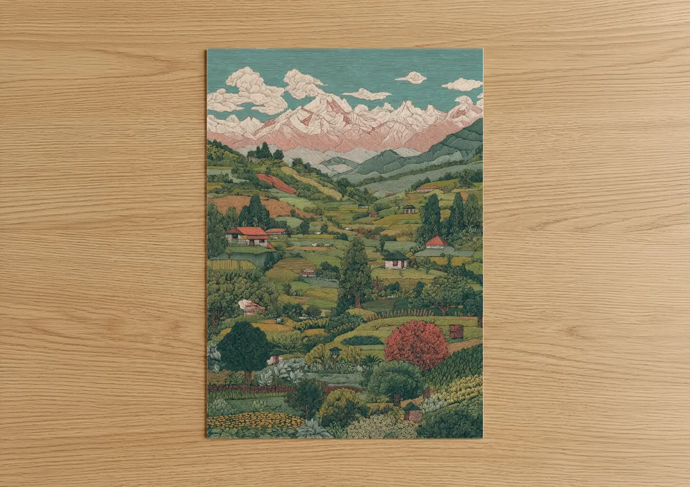 Himalayan Mountain Valley Landscape Wall Art