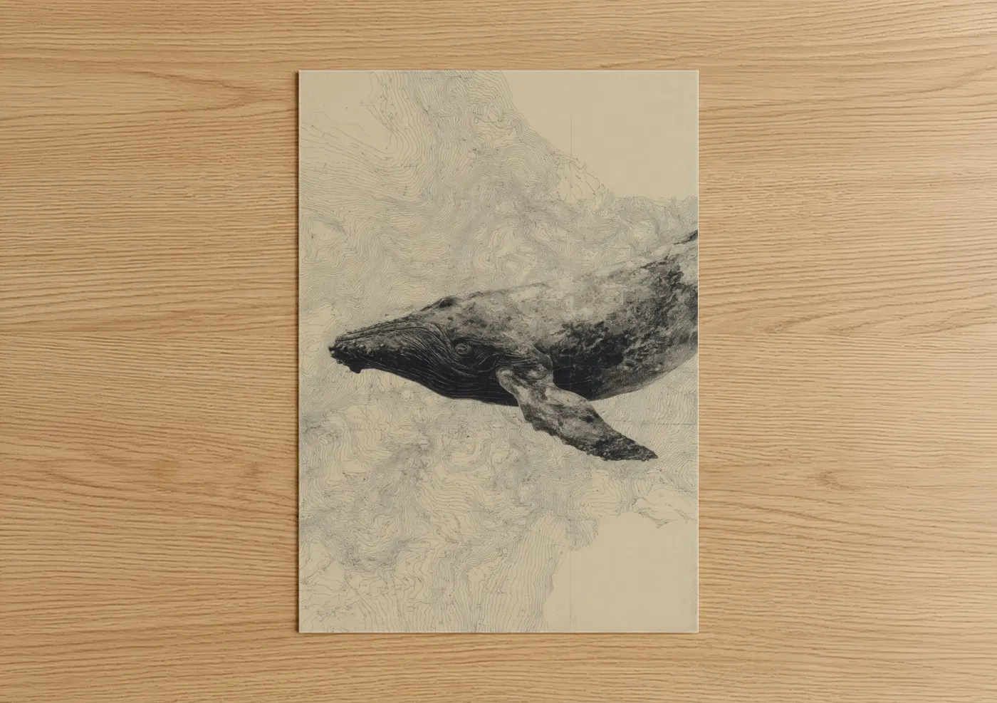 Humpback Whale Minimalist Line Wall Art