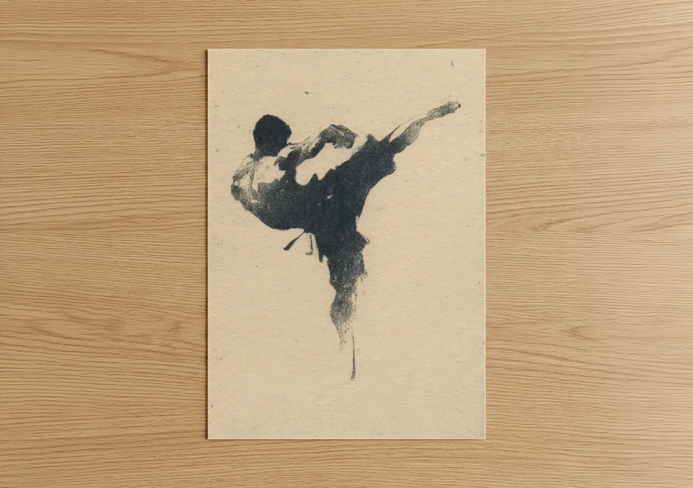 Dynamic Kick Boxer Martial Arts Silhouette Wall Art