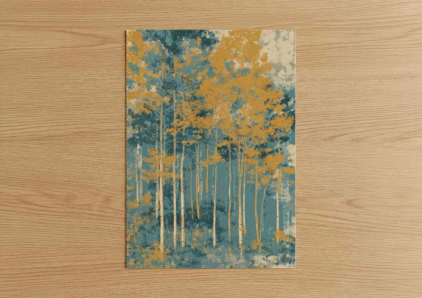 Golden Aspen Forest Watercolor Wall Art