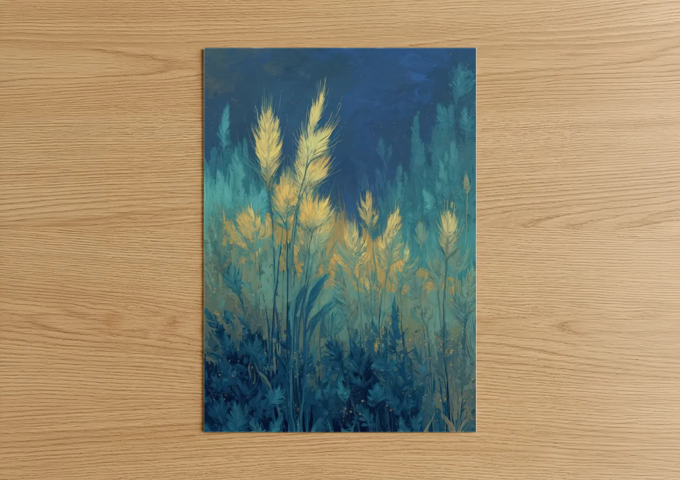 Golden Grain Field Twilight Impressionism Wall Art