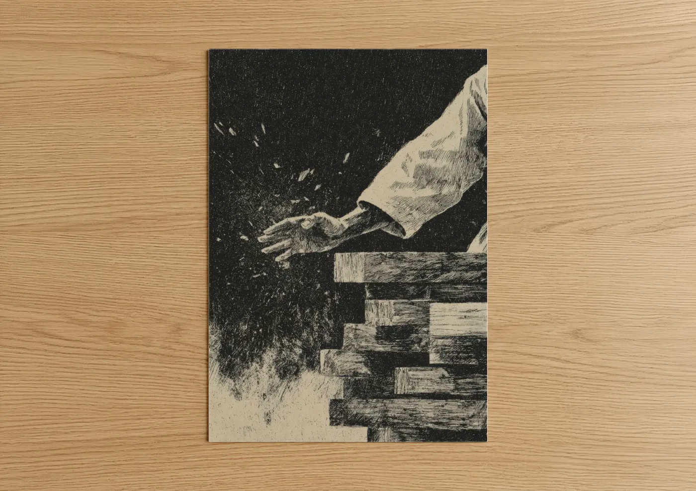 Karate Breaking Hand Technique Etching Wall Art