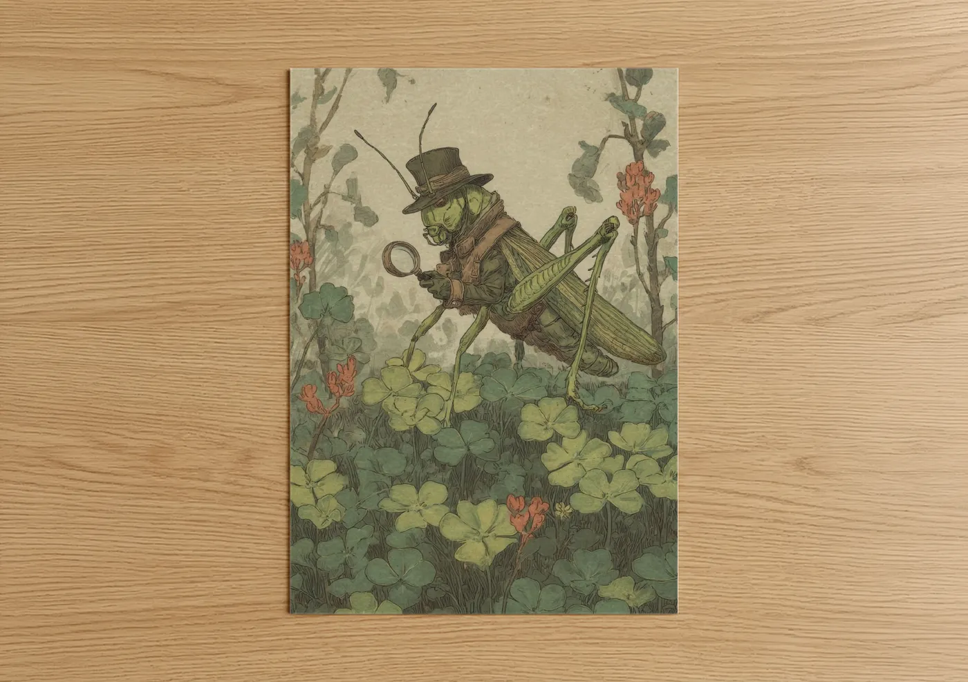 Dapper Grasshopper Victorian Illustration Wall Art