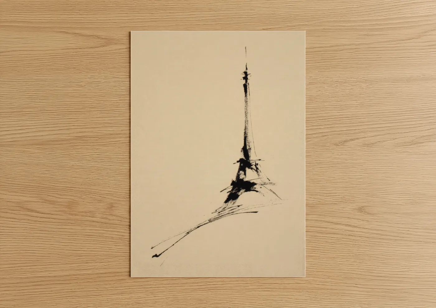 Minimalist Eiffel Tower Sketch Wall Art