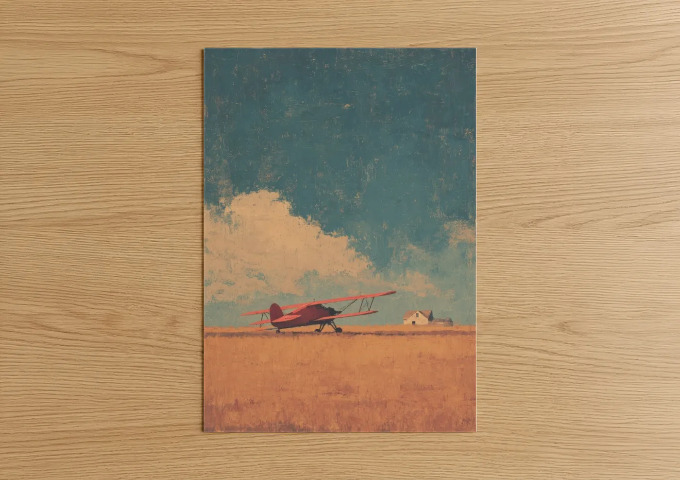 Red Biplane Vintage Aviation Retro Wall Art