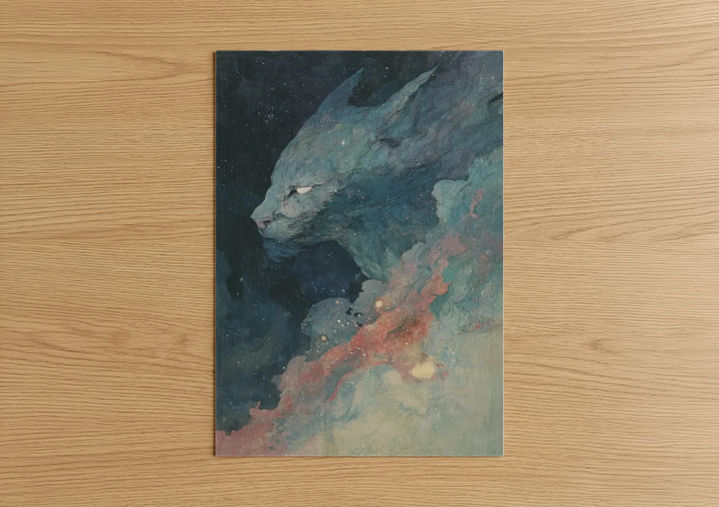 Cosmic Sphinx Mystical Watercolor Wall Art