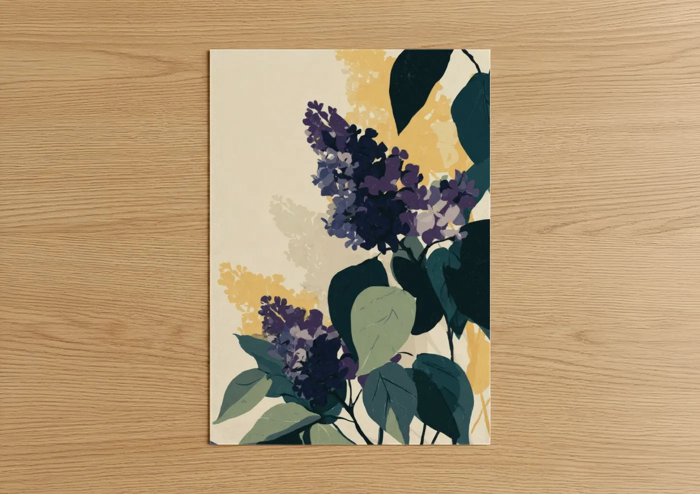 Purple Lilac Blooms Modern Botanical Wall Art