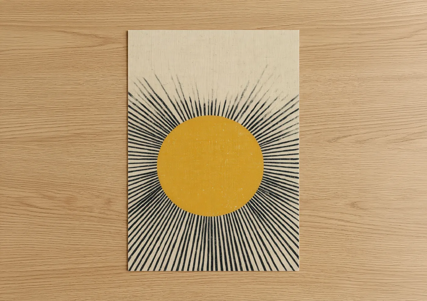 Golden Sunburst Modern Minimalist Wall Art