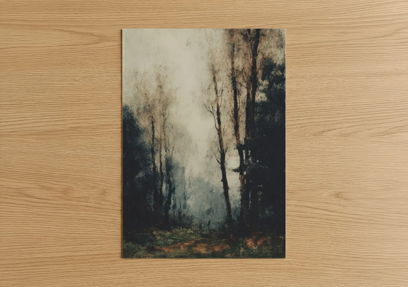 Misty Oak Forest Atmospheric Nature Wall Art