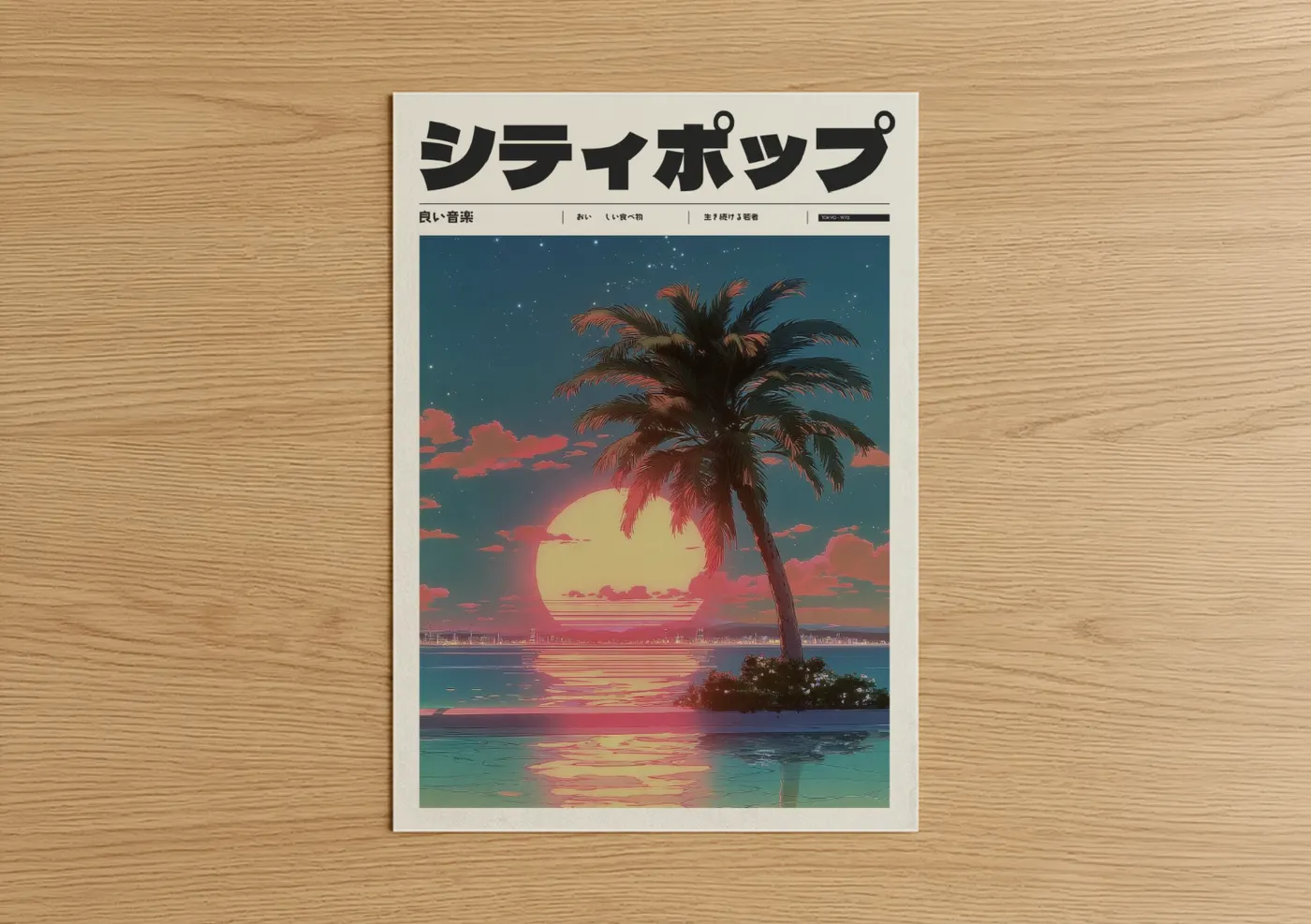 Tropical Sunset Paradise Anime Wall Art