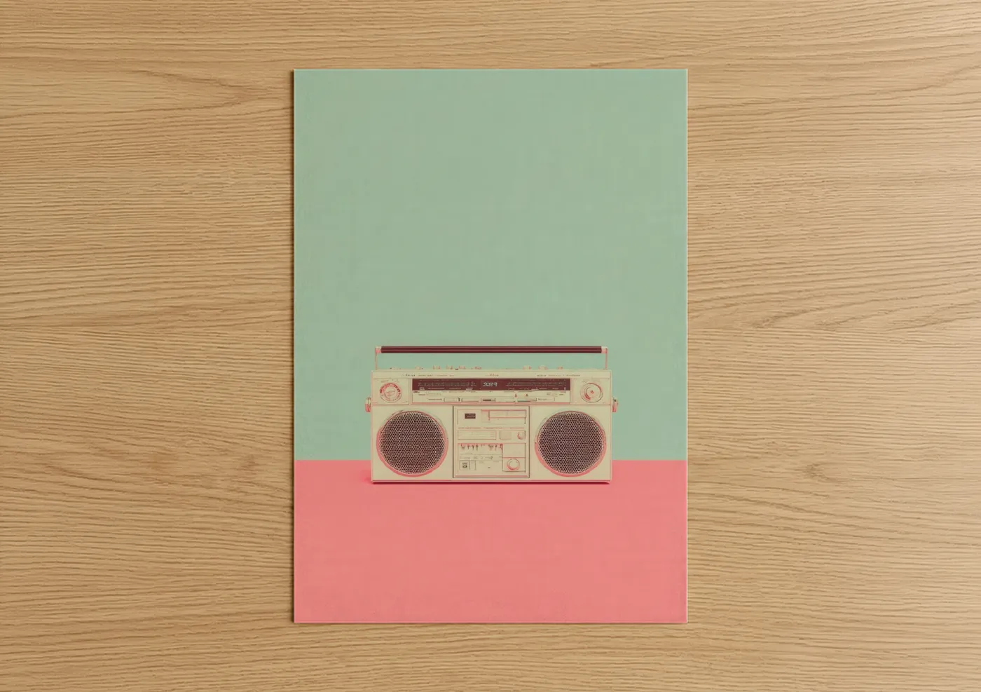 Vintage Cream Boombox Pop Art Wall Art