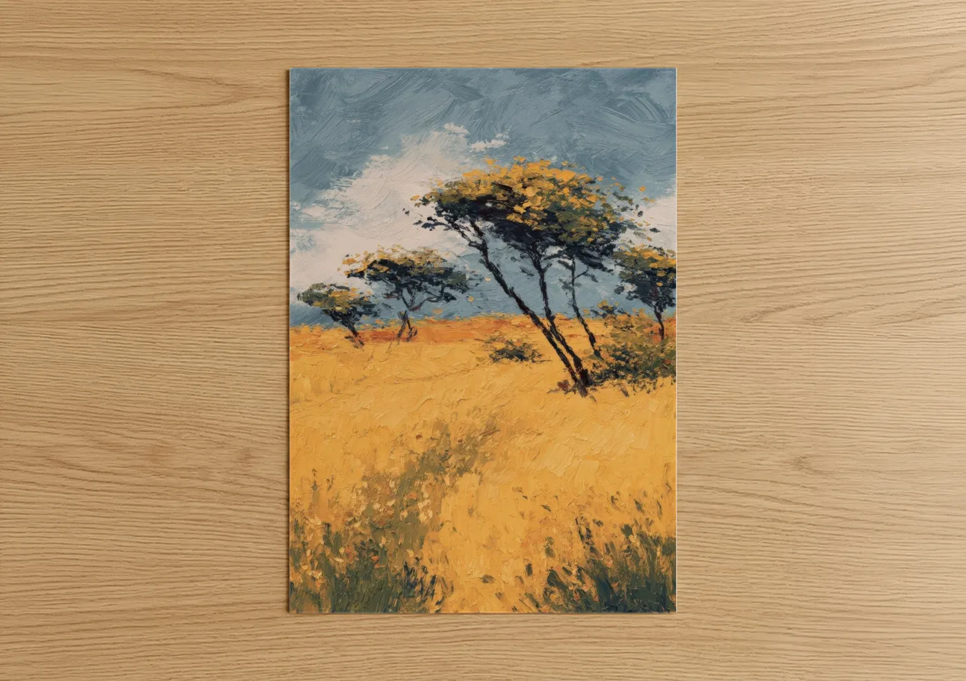Golden Savanna Trees Impressionist Wall Art